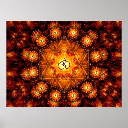 Golden Om Fraktal mandala Poster (Vorne)