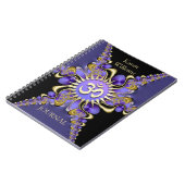 Golden Om Lila Fraktal Lace Elegantes Notebook Notizblock (Linke Seite)