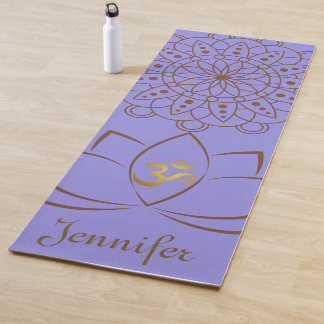 Golden Om Lotus Mandala + Ihr Name spirituell Yogamatte