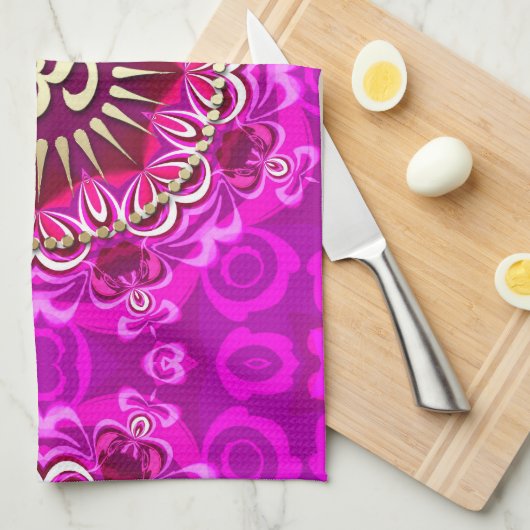 Golden OM Modernes rosa Batik Banner Handtuch (Viertel Falte)