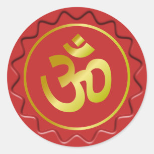 Golden Om Sign Red Wax Siegel Runder Aufkleber