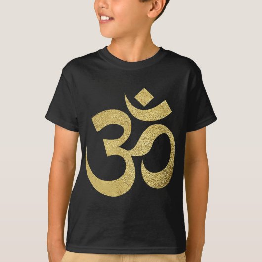 Golden Om Spirituelles Symbol Yoga Meditation Ohm T-Shirt (Vorderseite)