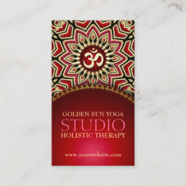 Golden OM Sun Yoga Reiki Red Business Cards Visitenkarte