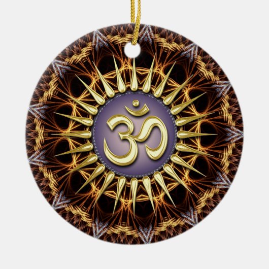 Golden OM Tapestry Weave Keramik Ornament (Vorne)