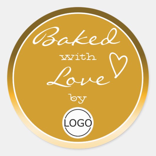 Golden Ombre Baked with Liebe Circle Logo Template Runder Aufkleber (Vorderseite)