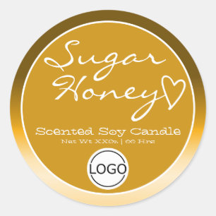Golden Ombre Logo Vorlage Soy Candle Label Runder Aufkleber