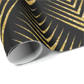 Golden on Black Geometric Art-Deko-Muster Geschenkpapier (Rolleneckpunkt)