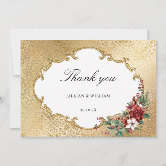 Golden Opulence Weihnachten Blumenzehen Dankeskarte (Vorderseite)