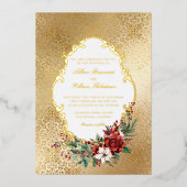 Golden Opulence Weihnachten Blumenzehen Folieneinladung (Vorderseite)