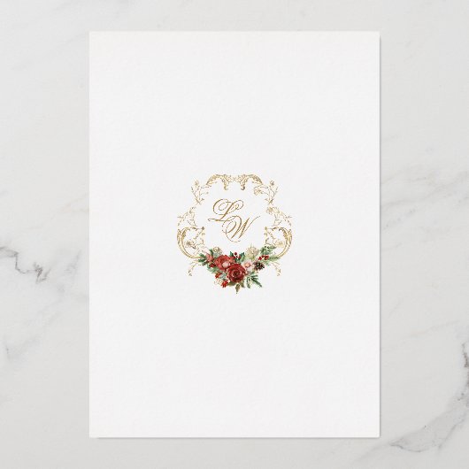 Golden Opulence Weihnachten Blumenzehen Folieneinladung (Rückseite)