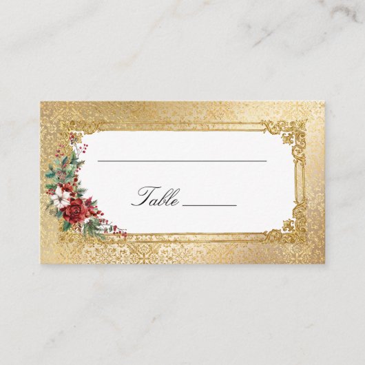 Golden Opulence Weihnachten Blumenzehen Platzkarte (Vorderseite)