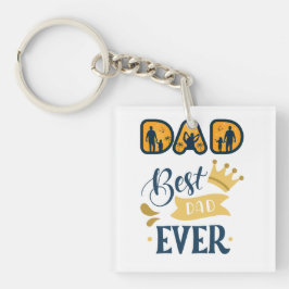 Golden Orange & Blue Modern Vatertag Schlüsselanhänger