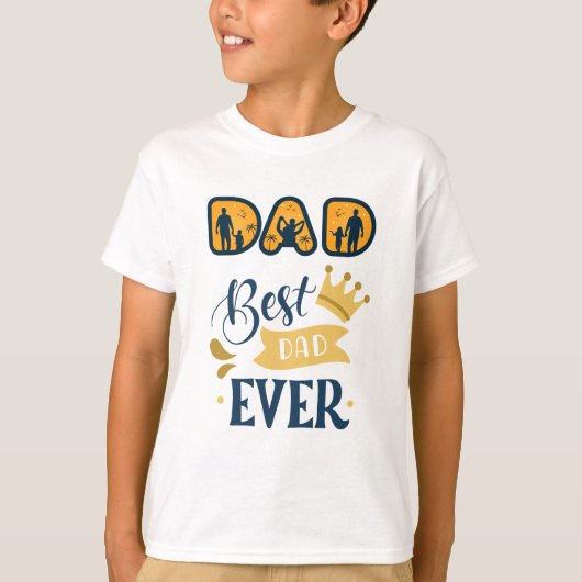 Golden Orange & Blue Modern Vatertag T-Shirt (Vorderseite)