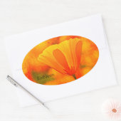 Golden Orange California Mohn "Land of Orange" Ovaler Aufkleber (Umschlag)
