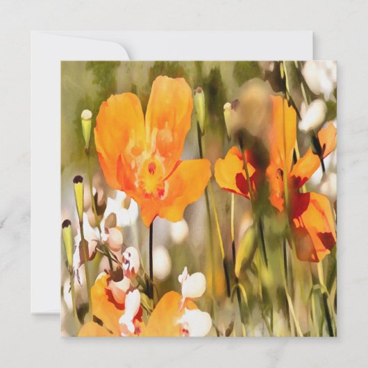Golden Orange California Poppy Akryllische Malerei Einladung (Vorderseite)