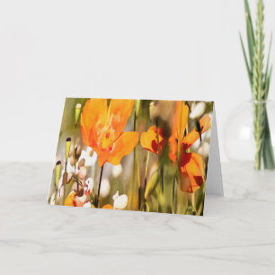 Golden Orange California Poppy Akryllische Malerei Karte