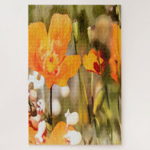 Golden Orange California Poppy Akryllische Malerei