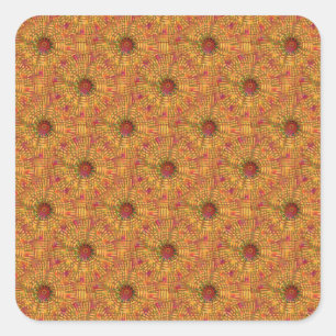 Golden Orange Circular Mosaic Muster Quadratischer Aufkleber