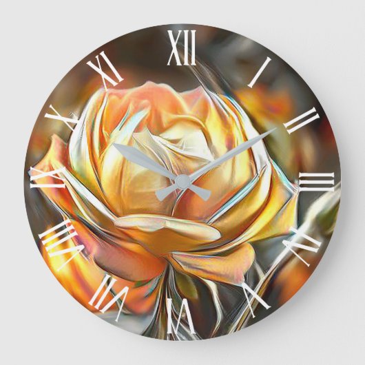 Golden Orange Elegante Rose Parco Tassino Große Wanduhr (Vorderseite)