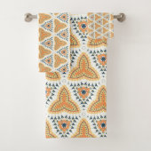 Golden Orange Geo Pattern Badhandtuch Set (Insitu)