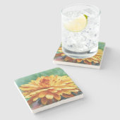 Golden Orange Mum Blume Herbst Kulturpass Bellinzo Steinuntersetzer (Seitenansicht)