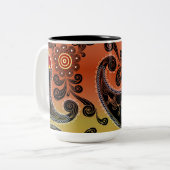 Golden Orange Paisley Pattern Kaffeemaschine Tasse (Vorderseite Links)