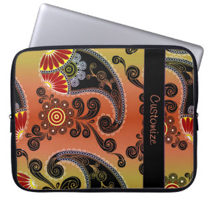 Golden Orange Paisley Pattern Laptop Sleeve