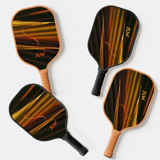 Golden Orange und Black Palm Fronds Personalisiert Pickleball Schläger
