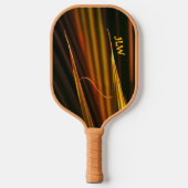 Golden Orange und Black Palm Fronds Personalisiert Pickleball Schläger (Vorderseite)