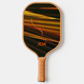 Golden Orange und Black Palm Fronds Personalisiert Pickleball Schläger (Rückseite)