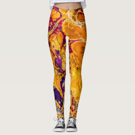 Golden Orange und Lila Fraktal Kunst, Dichtung und Leggings