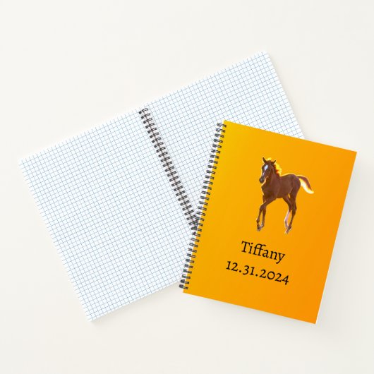 Golden Orange Yellow von Pferden Fohlen Datum hinz Notizblock (Innenseite)