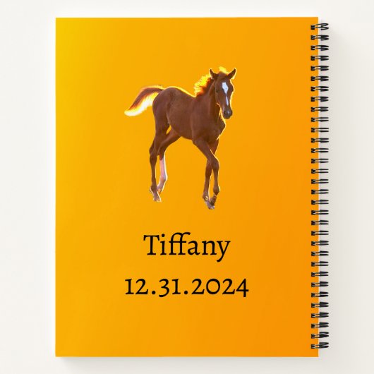 Golden Orange Yellow von Pferden Fohlen Datum hinz Notizblock (Rückseite)