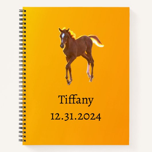 Golden Orange Yellow von Pferden Fohlen Datum hinz Notizblock (Vorderseite)