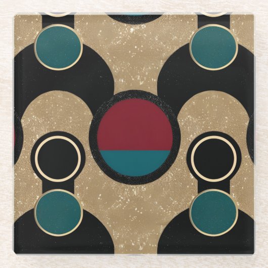 Golden Orbit Bold Circles Abstract Throw Cushion Glasuntersetzer (Vorderseite)