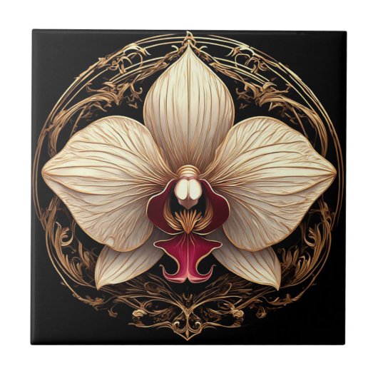 Golden Orchid Design Fliese (Vorderseite)