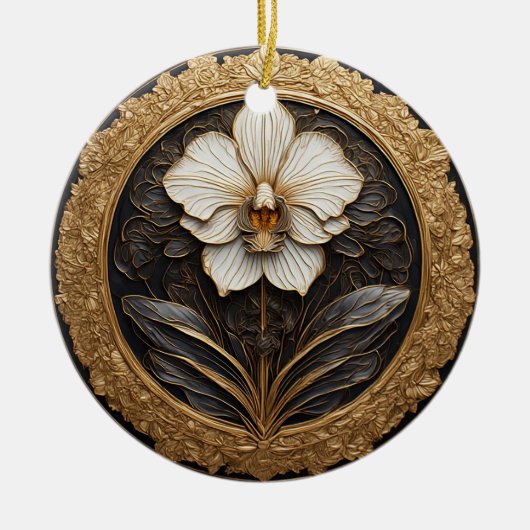 Golden Orchid Design Keramik Ornament (Vorne)