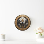 Golden Orchid Design Runde Wanduhr (Zuhause)