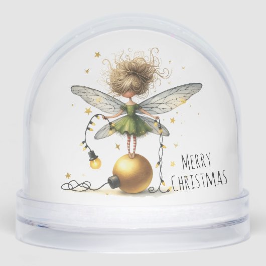 Golden Ornament Fairy Holiday Card Schneekugeln (Vorderseite)