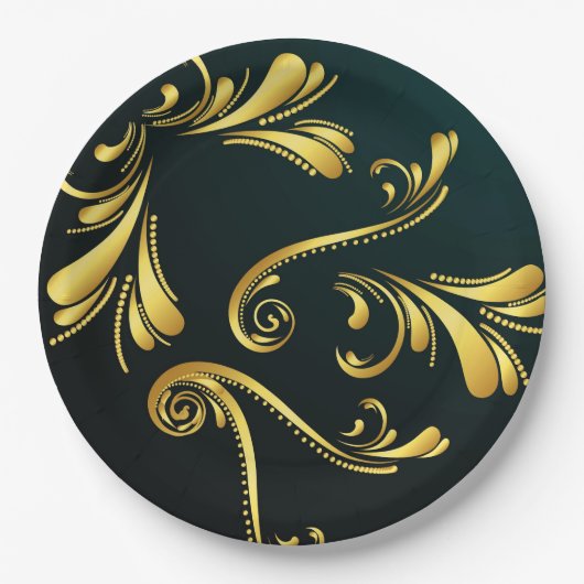 Golden ornament paper plates pappteller (Vorderseite)