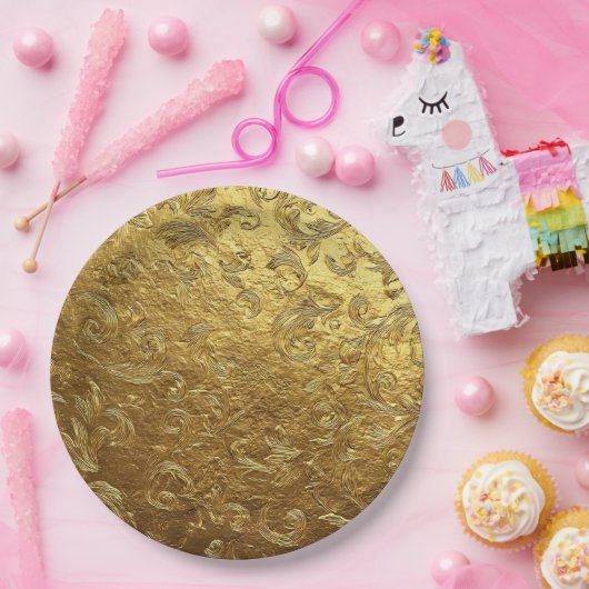 Golden ornament pattern pappteller (Party)