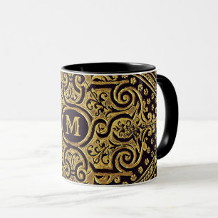 Golden Ornamental Mit Monogramm Tasse