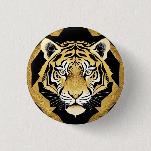 Golden Ornamental Tiger Arte e Cultur Button (Vorderseite)