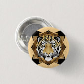 Golden Ornamental Tiger Arte e Cultur Button (Vorne & Hinten)