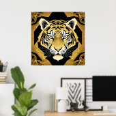 Golden Ornamental Tiger Arte e Cultur Poster (Heimbüro)