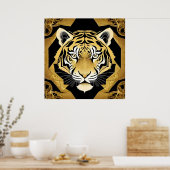Golden Ornamental Tiger Arte e Cultur Poster (Küche)