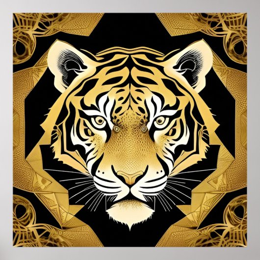Golden Ornamental Tiger Arte e Cultur Poster (Vorne)
