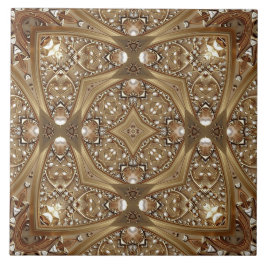 Golden Ornate Ceramic Tile Fliese