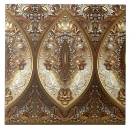 Golden Ornate Ceramic Tile Fliese