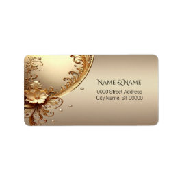 Golden Ornate Floral Address Label Adressaufkleber